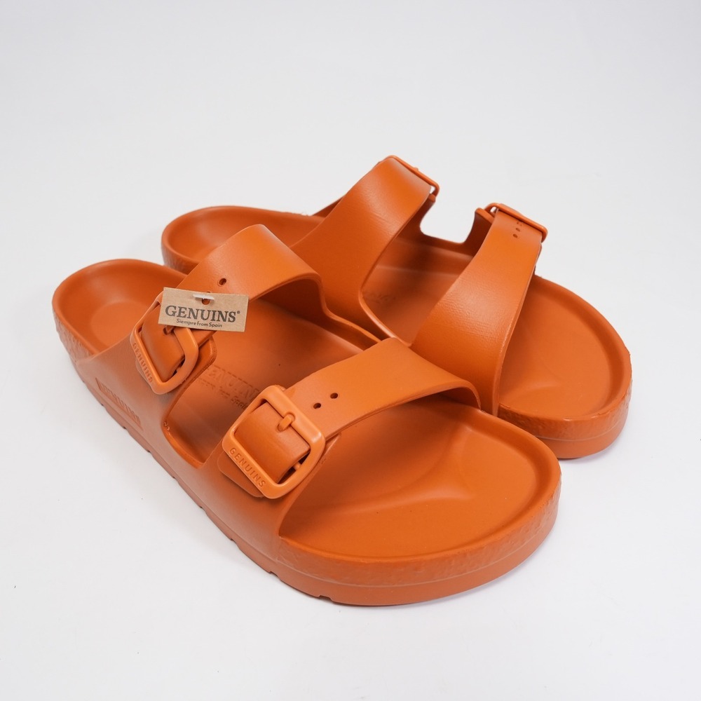 Genuins Sandals Mens 12‎ Orange EVA Double Strap Buckle Slides EU 45 Spain - Picture 7 of 14